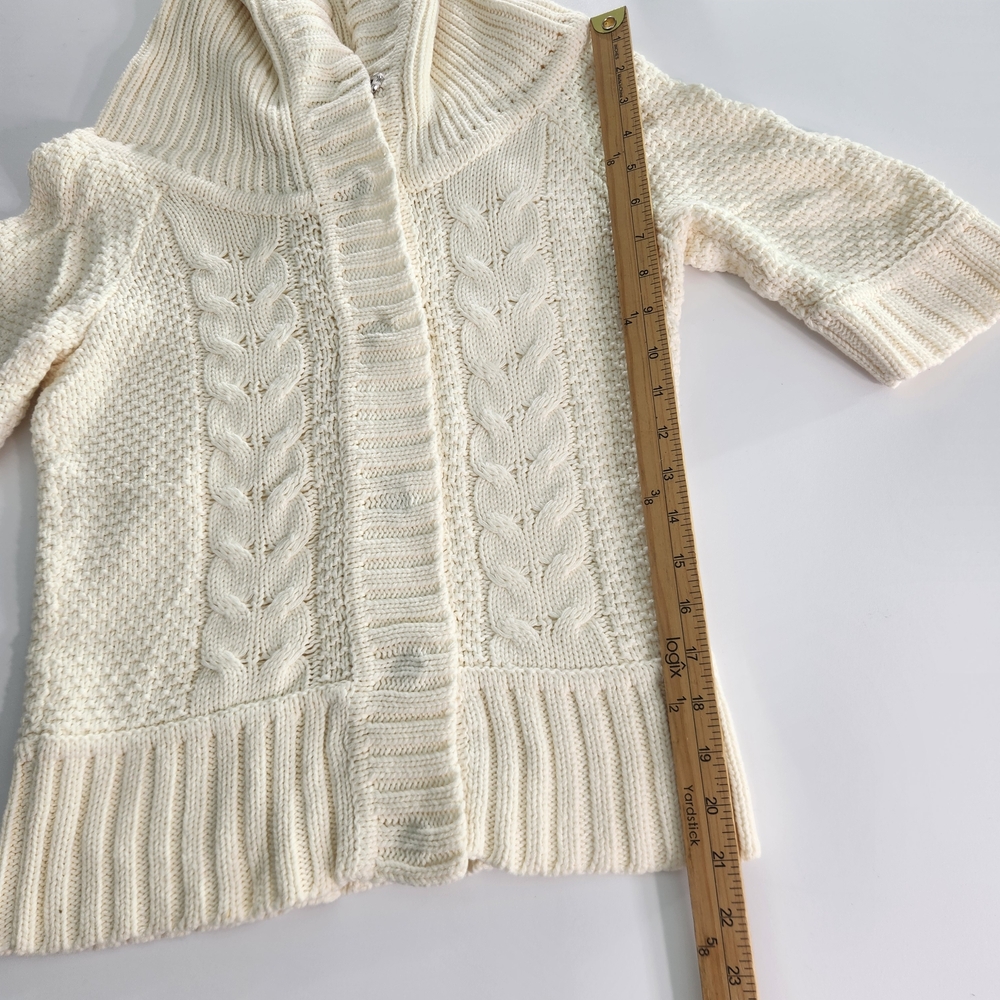 Express Women's Size S Small Sweater Cowl Neck Snap Button Cream 3/4 Sleeve 01 - Picture 11 of 14